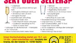 Sekt oder Selters? Aufruf zur Kundgebung am 19.7.2019 um 14 Uhr an der Urania