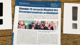 Skandal: Kündigungsversuch des Präsidiums der Freien Universität Berlin gegen Mitglied des Gesamtpersonalrats